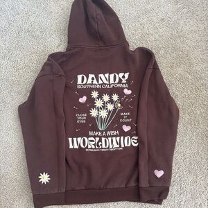 Brown Hoodie with Floral Design